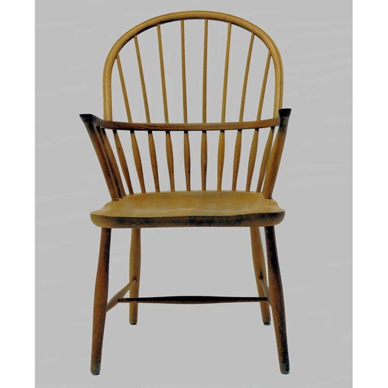 Image 1 of Sedia vintage CH 18A con schienale alto in rovere Frits Henningsen di Carl Hansen and Son, Danimarca, anni '60 
