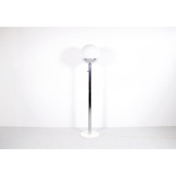 Image 1 of Lampada da terra vintage modello P 428 in acciaio cromato e vetro di Pia Guidetti Crippa per Luci Illuminazione, 1970