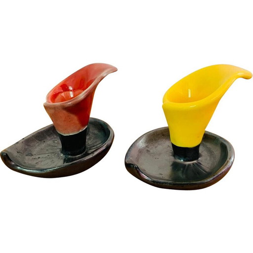 Pair of vintage ceramic candlesticks