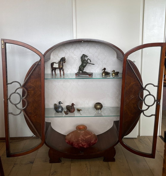 Image 1 of Art Deco Walnut Display Cabinet