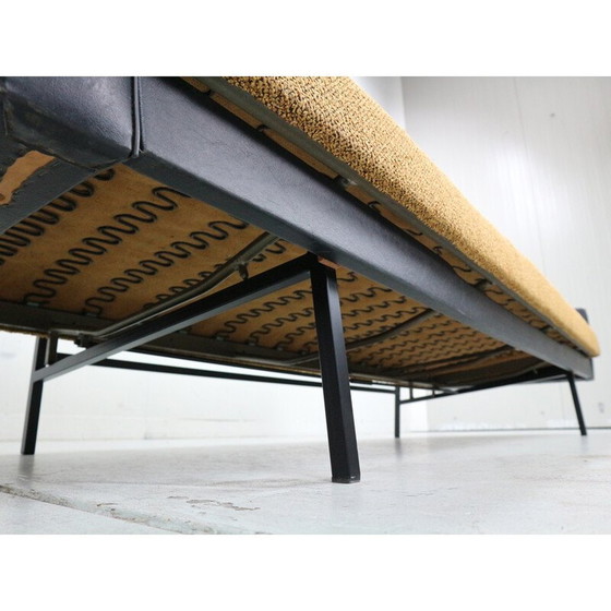 Image 1 of Vintage black fabric and faux leather sofa bed by Rob Parry for Gelderland, 1970