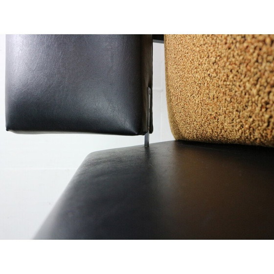 Image 1 of Vintage black fabric and faux leather sofa bed by Rob Parry for Gelderland, 1970