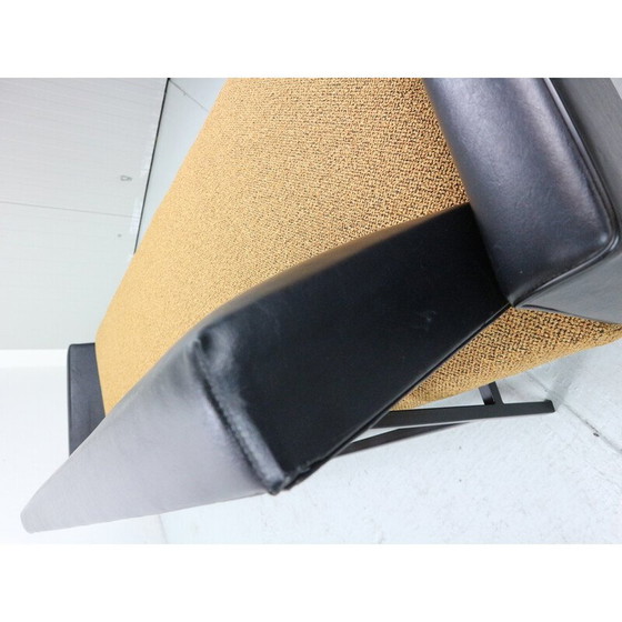 Image 1 of Vintage black fabric and faux leather sofa bed by Rob Parry for Gelderland, 1970