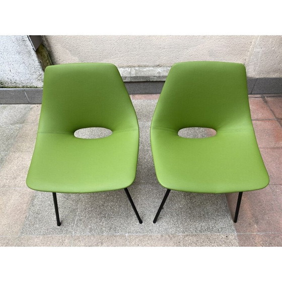 Image 1 of Pair of vintage Tonneau chairs by Pierre Guariche, 1955