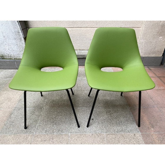 Image 1 of Pair of vintage Tonneau chairs by Pierre Guariche, 1955