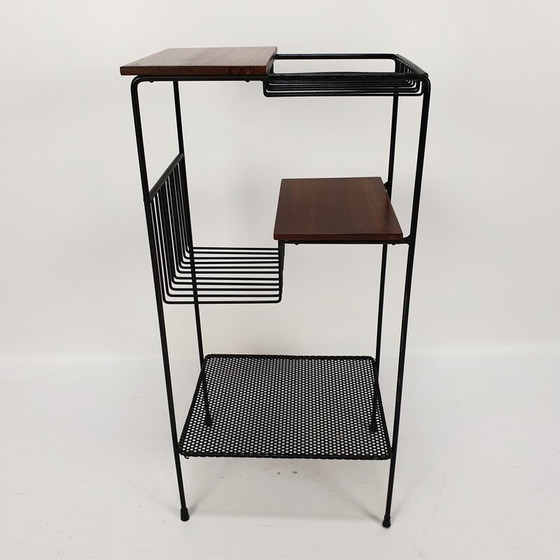 Image 1 of Vintage teak and metal storage shelf, Italy 1950