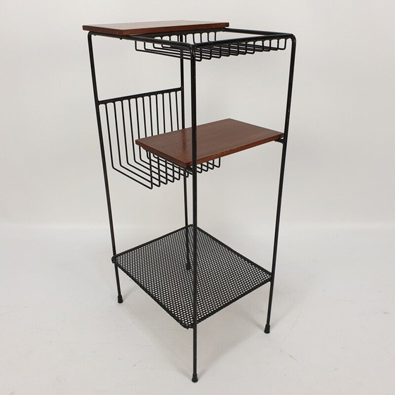 Image 1 of Vintage teak and metal storage shelf, Italy 1950