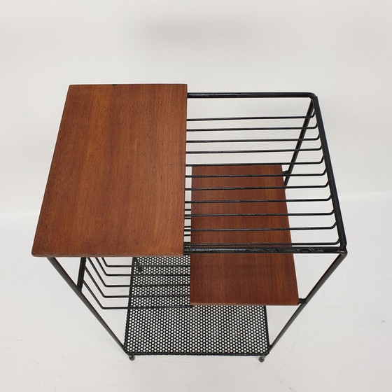 Image 1 of Vintage teak and metal storage shelf, Italy 1950
