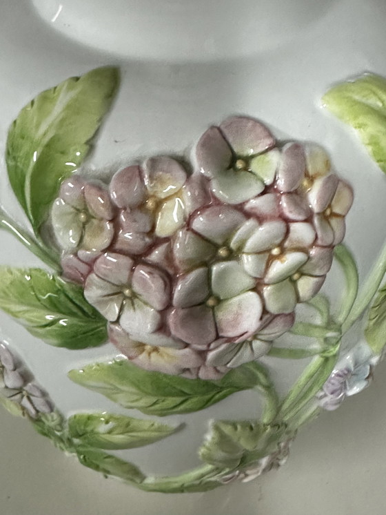 Image 1 of Pied De Lampe Chaumette Model Hortensias- Barbotine H 40 Cm