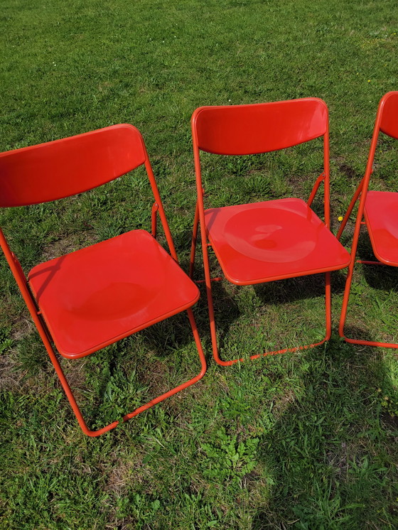 Image 1 of 4x Ikea Niels Gammelgaard TED folding chairs red