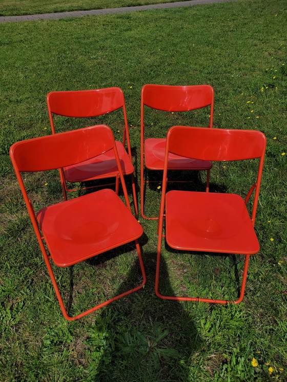 Image 1 of 4x Ikea Niels Gammelgaard TED folding chairs red