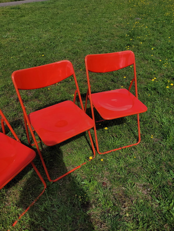 Image 1 of 4x Ikea Niels Gammelgaard TED chaises pliantes rouge