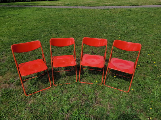 Image 1 of 4x Ikea Niels Gammelgaard TED chaises pliantes rouge