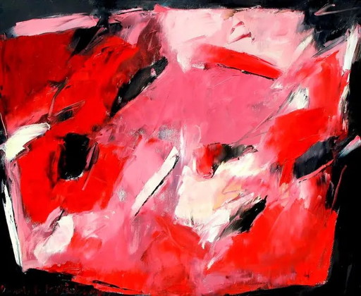 Charlotte Molenkamp - oil on canvas: red in black