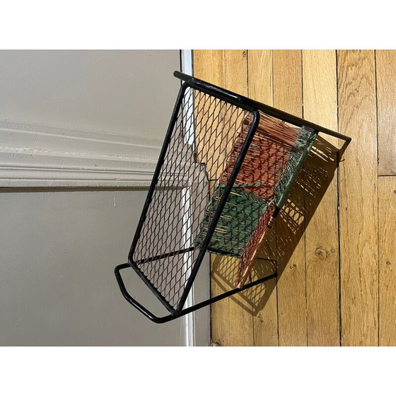 Image 1 of Vintage magazine rack in openwork metal and rafla, 1950