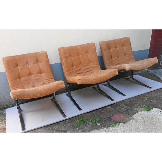 Image 1 of Set of 3 vintage armchairs by Olivier Mourgue, 1950-1960