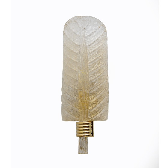 Image 1 of Pair Of Barovier & Toso Style Mid-Century "Graniglia" Murano Glass Leaf Sconces