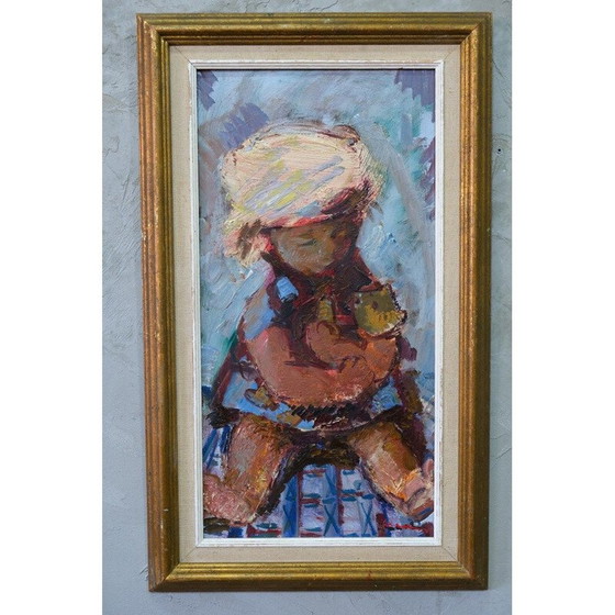 Image 1 of Vintage modern oil painting on panel by Eric Lo Ohlqvist, Sweden 1960