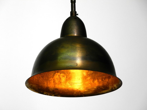 Mid Century brass church pendant lamp with a great patina