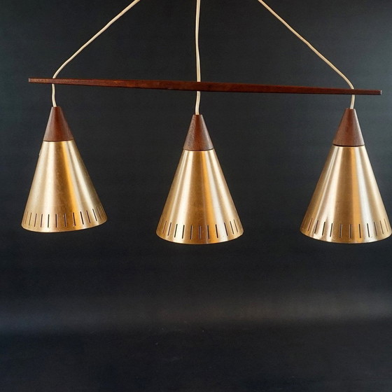 Image 1 of Teak And Copper Swedish Hanging Lamp