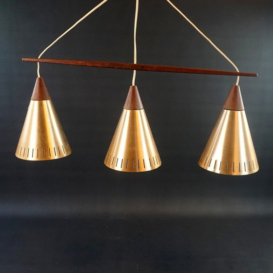 Image 1 of Teak And Copper Swedish Hanging Lamp