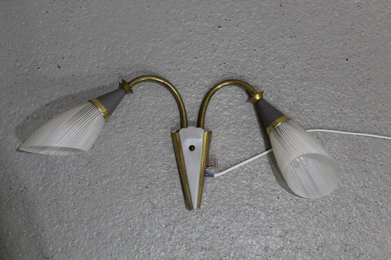 Image 1 of Vintage Bendable Wall Lamp - 1950s, Brass, Glass
