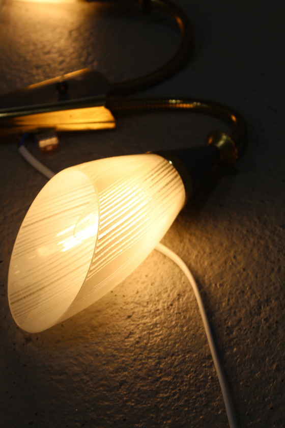 Image 1 of Vintage Bendable Wall Lamp - 1950s, Brass, Glass