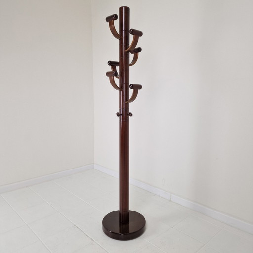 Italian Teak Wooden Coat Rack, 1980S