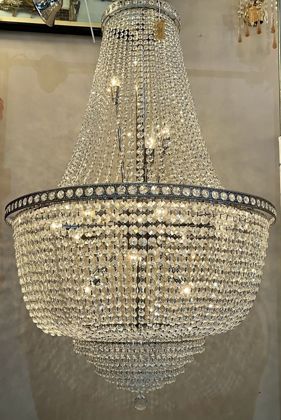 Image 1 of Design Cristallstrass Xxxl Chandelier Chrome Crystal Pendant Lamp