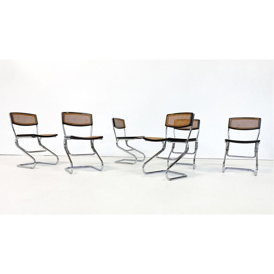 Image 1 of Set di 6 sedie in vimini italiane di metà secolo, anni '60