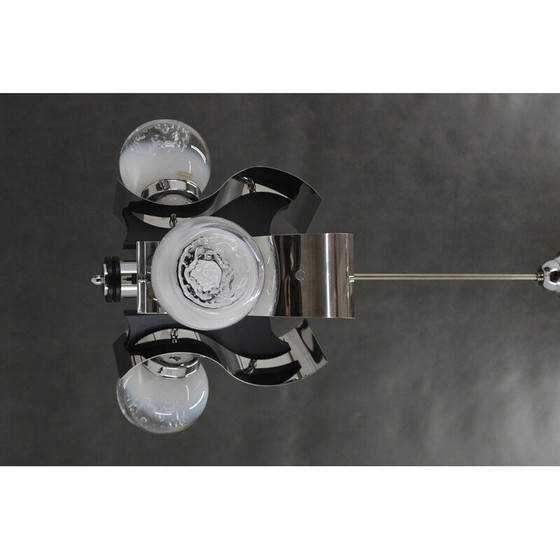 Image 1 of Vintage chandelier in chrome steel, Italy 1970