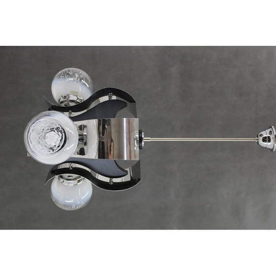 Image 1 of Vintage chandelier in chrome steel, Italy 1970
