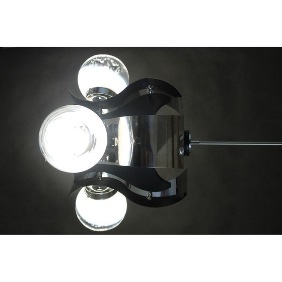 Image 1 of Vintage chandelier in chrome steel, Italy 1970