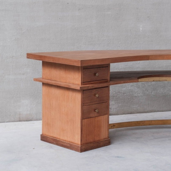 Image 1 of Mid-century French wooden Bow curved desk, 1950s