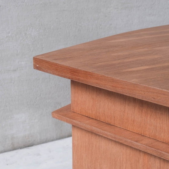 Image 1 of Mid-century French wooden Bow curved desk, 1950s