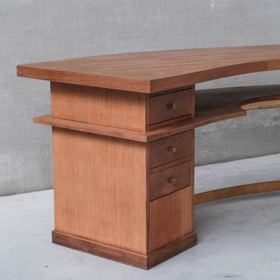 Image 1 of Mid-century French wooden Bow curved desk, 1950s