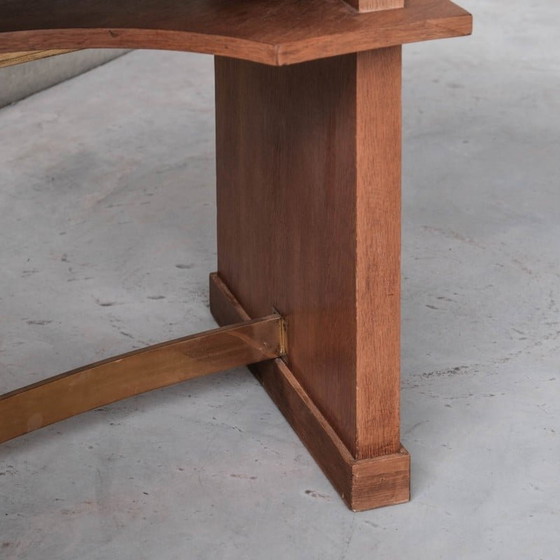 Image 1 of Mid-century French wooden Bow curved desk, 1950s