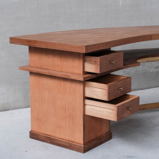 Image 1 of Mid-century French wooden Bow curved desk, 1950s