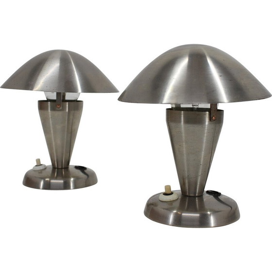 Image 1 of Coppia di lampade cromate vintage Bauhaus, Cecoslovacchia 1930