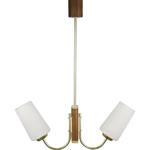 Vintage brass 2 arm pendant lamp, 1940
