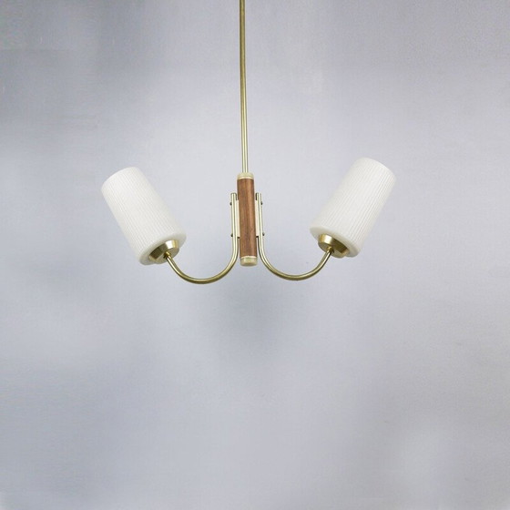 Image 1 of Lampada a sospensione vintage in ottone a 2 bracci, 1940