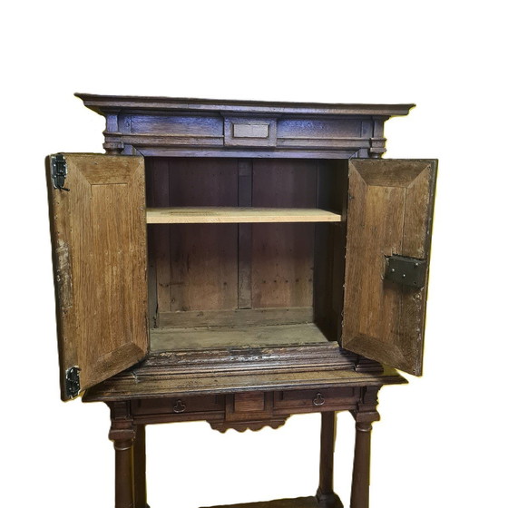 Image 1 of Antique French Oak Table Cabinet Partly 18th Century