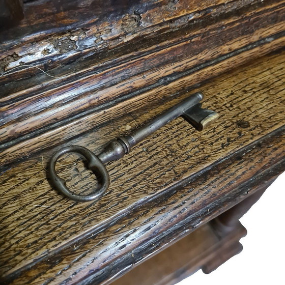 Image 1 of Antique French Oak Table Cabinet Partly 18th Century