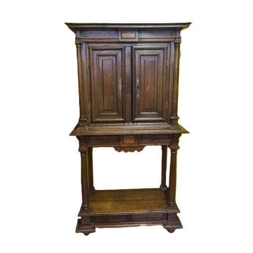 Antique French Oak Table Cabinet Partly 18th Century