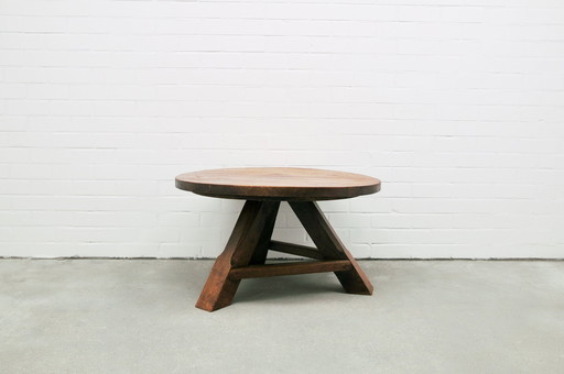 Round Oak Brutalist Coffee Table