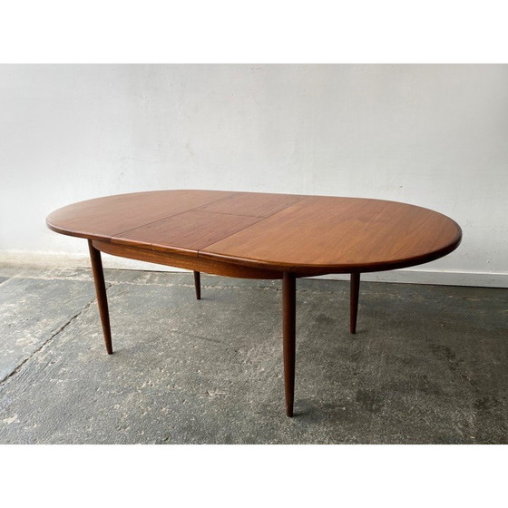 Image 1 of Vintage beech and black faux leather dining set by Victor Wilkins for Schreiber Furniture