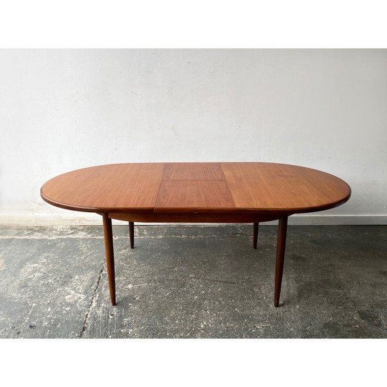 Image 1 of Vintage beech and black faux leather dining set by Victor Wilkins for Schreiber Furniture