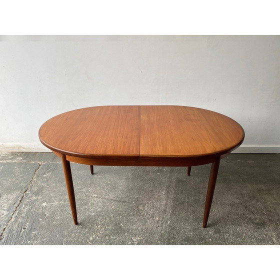 Image 1 of Vintage beech and black faux leather dining set by Victor Wilkins for Schreiber Furniture
