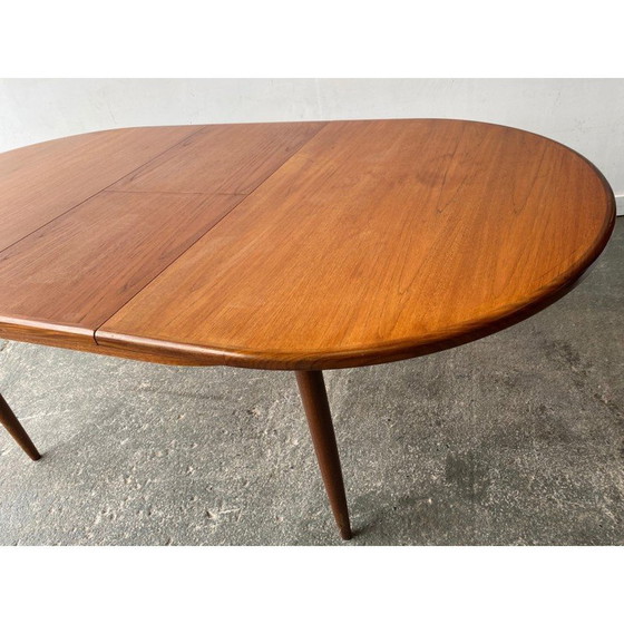 Image 1 of Vintage beech and black faux leather dining set by Victor Wilkins for Schreiber Furniture