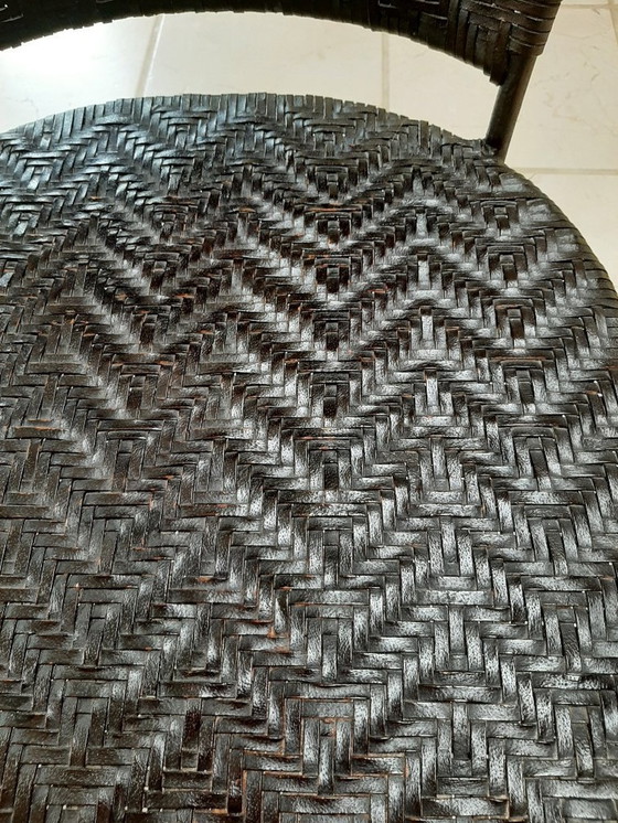 Image 1 of 6 sedie vintage in acciaio con pelle intrecciata